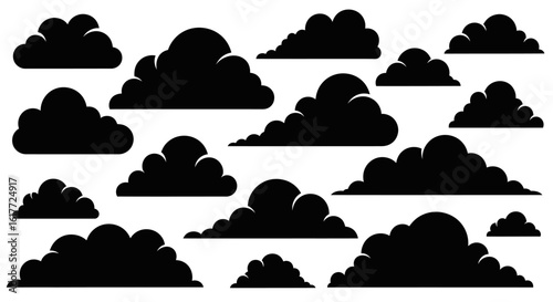 Abstract Clouds: A collection of minimalist silhouettes of clouds, offering a diverse array of shapes and textures to stimulate imagination and creative design.