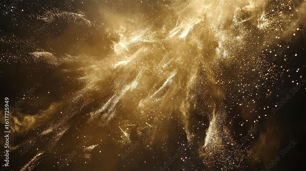 Fototapeta premium Golden and silver fireworks creating a sparkling cascade effect.