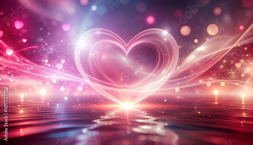 バレンタインの光 - ピンクと赤のハート形背景, Valentine's Lights - Pink and Red Heart Background