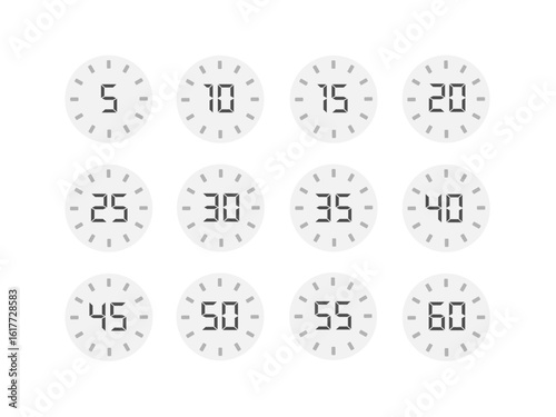 ストップウォッチ　タイマー　時間　イラストセット