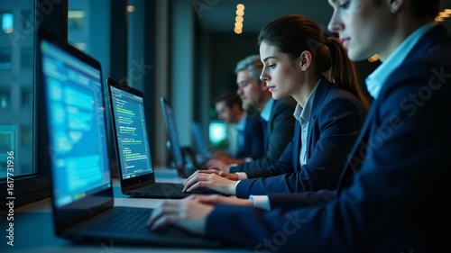 Realistic Imagery of Employees in Simulated Phishing Exercises: Strengthening Cyber Defense & Mitigating Email Threats - Stock Photo Concept with Empty Space