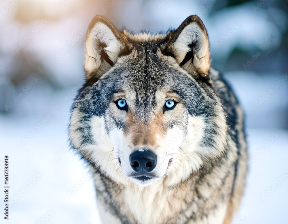 Obraz premium Wolf in snowy forest