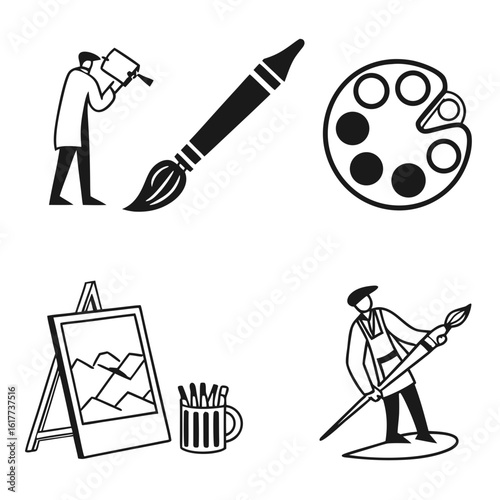 Artistic Elements Painters Brush Palette Easel and Supplies.