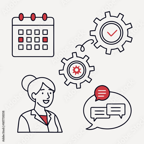 Business Process Management and Communication Icons.