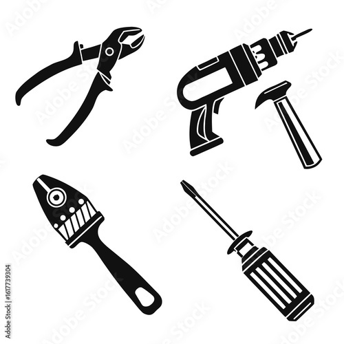 Collection of Hand Tools and Power Drill.