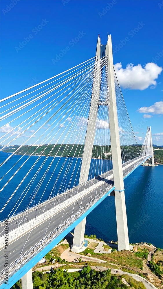 Fototapeta premium Modern cable-stayed bridge over water