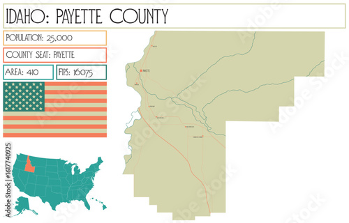 Large and detailed map of Payette County in Idaho USA.
