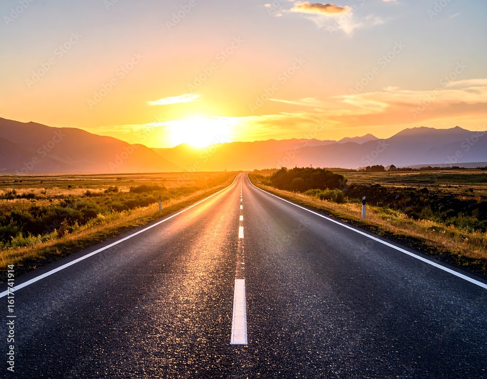 Naklejka premium Scenic highway at sunset