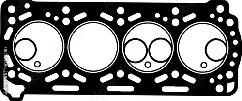 Vector art of engine cylinder head gasket isolated on white background