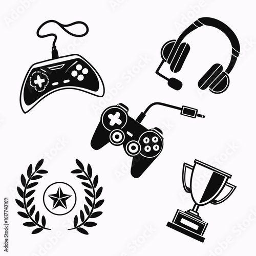 Gaming Accessories and Victory Symbols Collection.