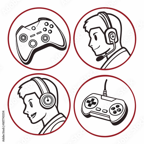 Gaming Icons Controllers and Esports Players.