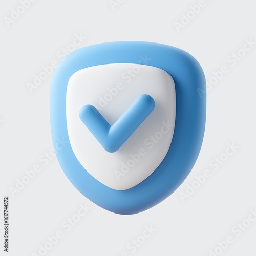 보안 승인을 나타내는 3D 체크 마크 방패 아이콘
