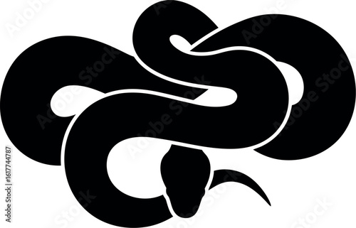 Black snake silhouette coiled reptile icon