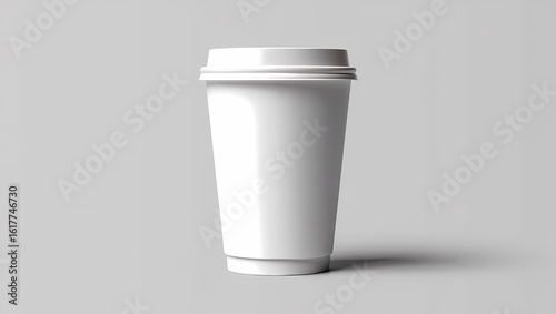 Wallpaper Mural Blank White Paper Coffee Cup with Lid on a Neutral Grey Background Torontodigital.ca