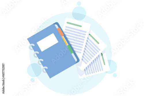Illustration of files. Documents and media content. File Manager concept: Searching and indexing files. Data storage. Documents and media content. Flat vector illustration in the background.