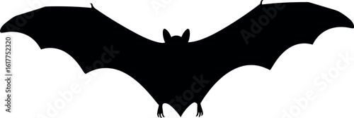 Black bat silhouette flying halloween
