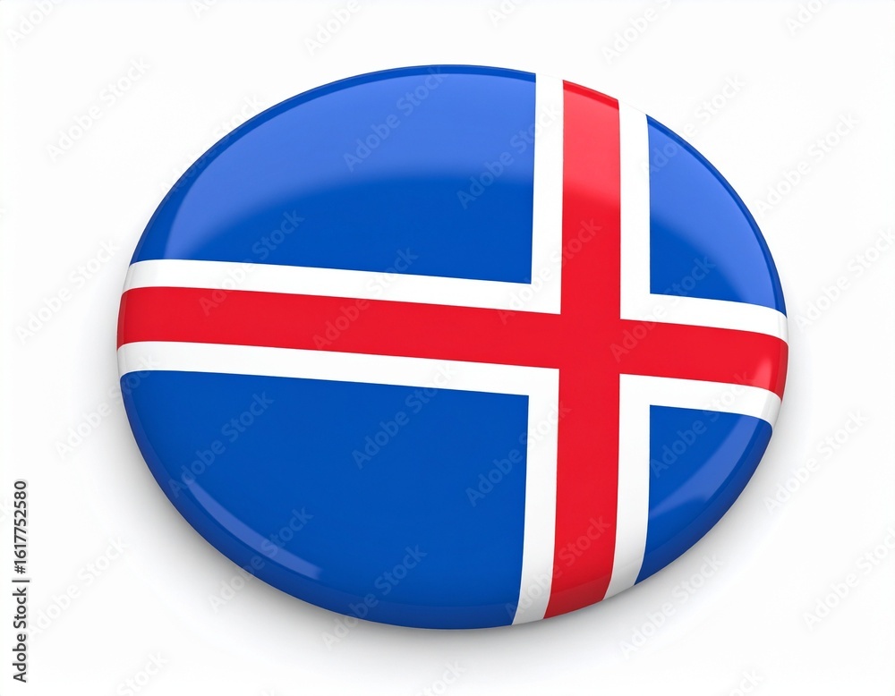 Obraz premium Iceland Flag Button on White Background