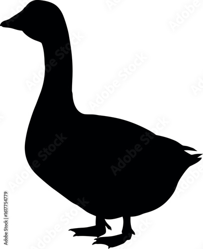 Black goose silhouette on white background