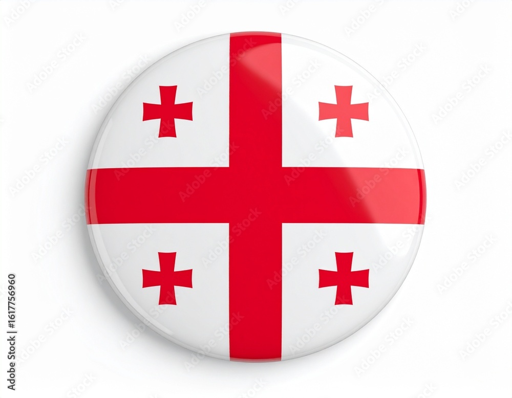 Obraz premium Georgia Flag Button on White Background