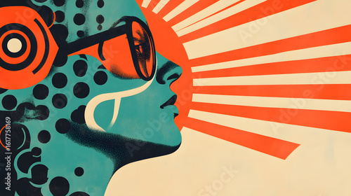 Stylish woman wearing sunglasses in a fashionable vector portrait