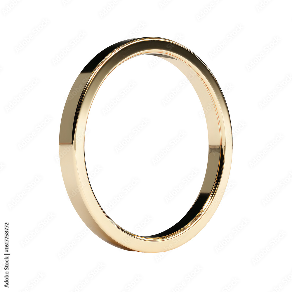 Fototapeta premium Gold band ring, simple, flat profile