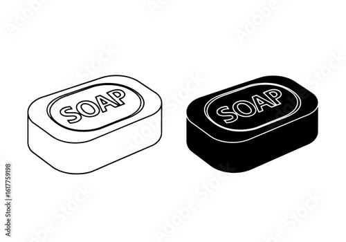 Vector art of a bar of soap labeled soap, isolated on white background