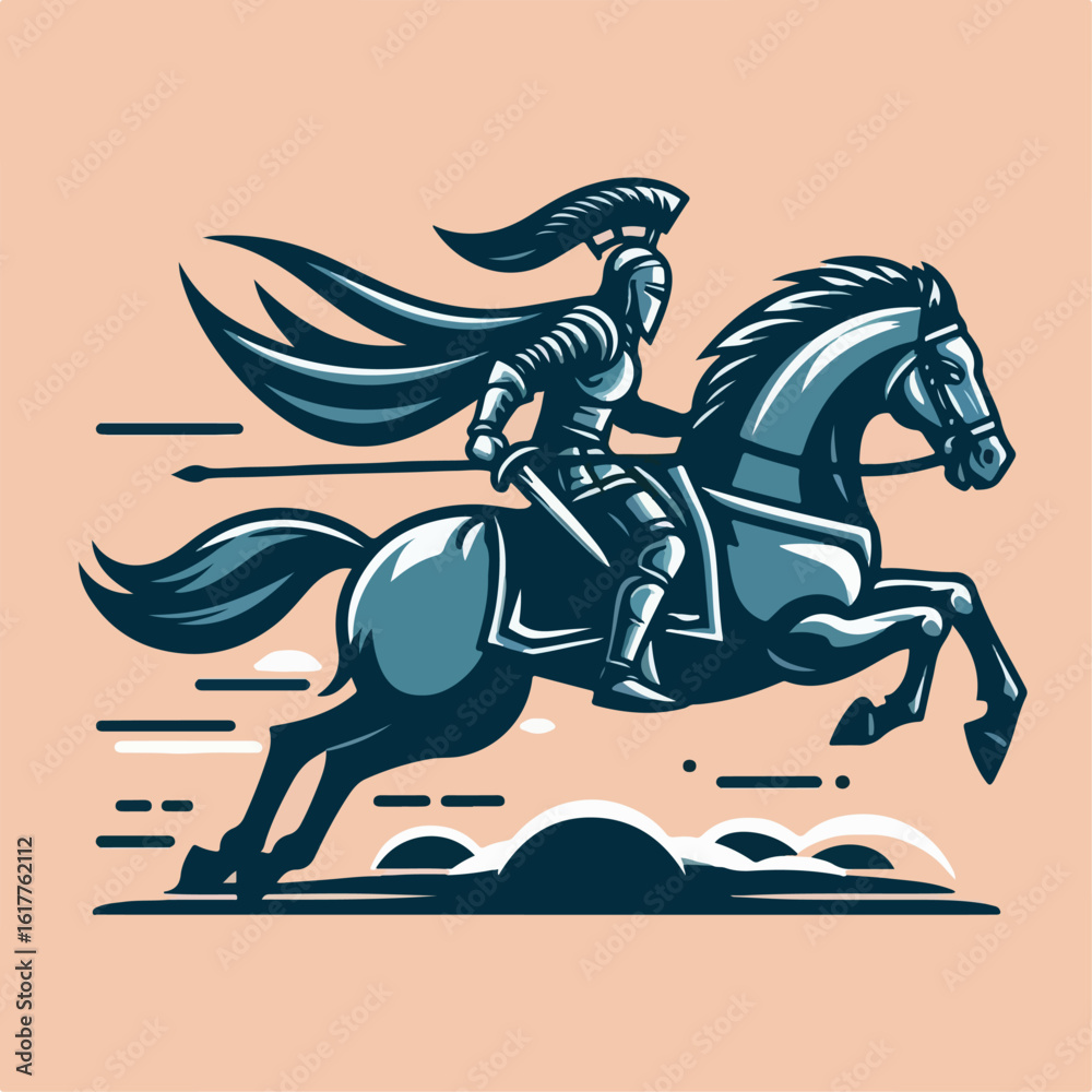 Fototapeta premium the kninght is riding a horse 