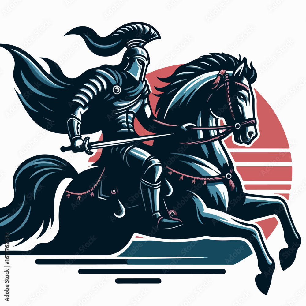 Fototapeta premium the kninght is riding a horse 