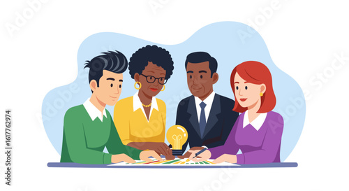 Diverse business team collaborating on a project, brainstorming ideas. Perfect for websites, presentations, and marketing materials.
