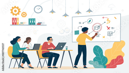 Diverse team brainstorming innovative ideas; perfect for website banners, presentations, and marketing materials.