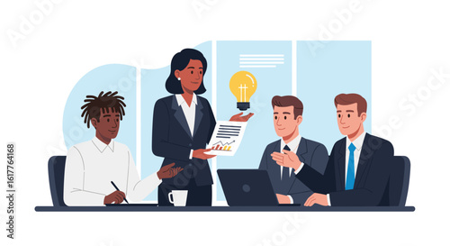 Diverse business team brainstorming new ideas, perfect for landing pages and presentations.