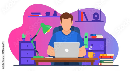 Person working from home on laptop, perfect for remote work, freelance, or work-from-home blog posts.