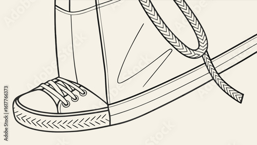 Detailed illustration of a canvas sneaker with laces, emphasizing casual fashion and sporty style