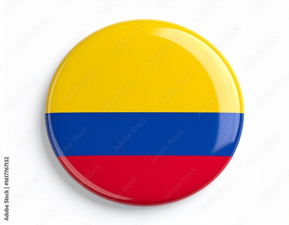 Fototapeta premium Colombia Flag Button on White Background