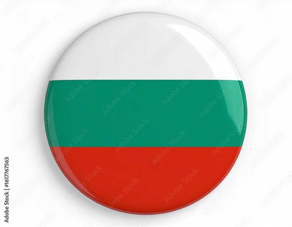 Obraz premium Bulgaria Flag Button on White Background