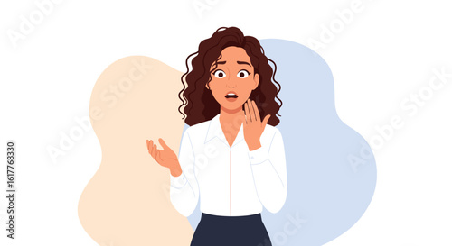 Surprised businesswoman illustration, perfect for websites, presentations, and marketing materials.