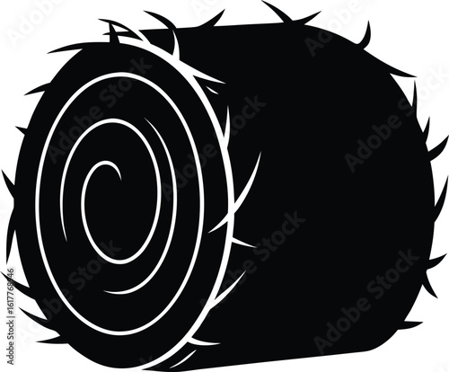 Hay Bale Silhouette Solid Black