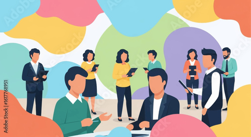 Diverse business team collaborating, ideal for website banners or presentations.