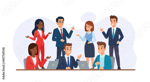 Diverse Business Team Collaboration: Illustration for Landing Pages and Presentations