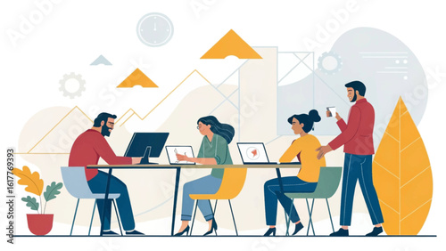 Teamwork, collaboration, and productivity in a modern office setting. Ideal for websites, presentations, and marketing materials.