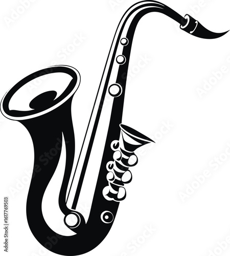 Saxophone With Curled Neck Silhouette