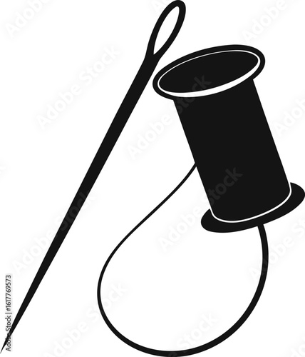 Sewing Needle With Thread Silhouette