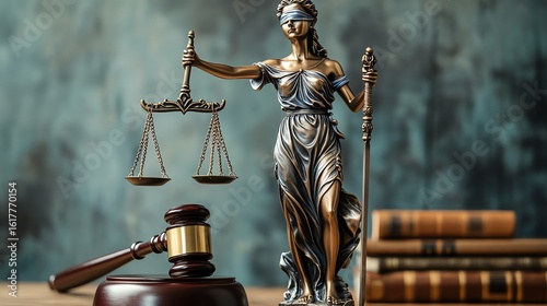 Justice statue representing law and fairness.