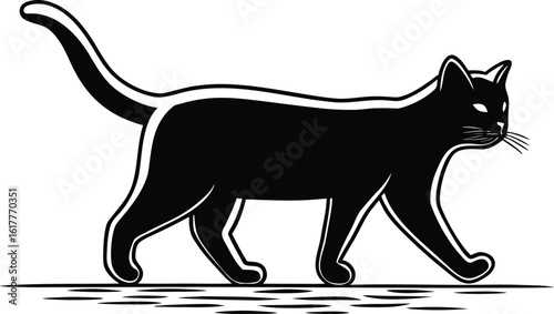 Vintage Black Cat Illustrations - Stylized Feline Artwork