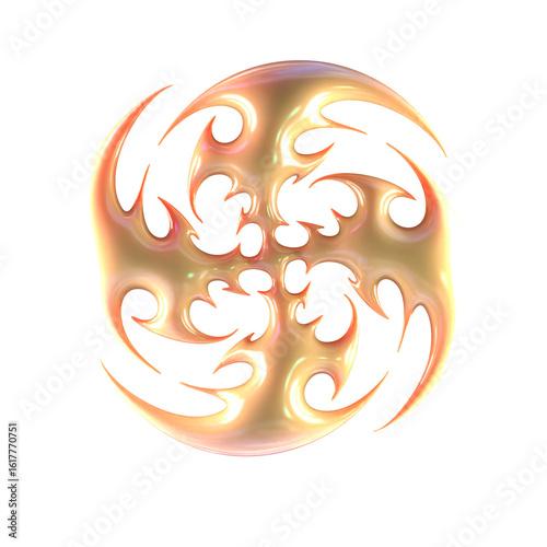 Ethnic Tribal ornamental pattern. transparent background. Y2k 3D