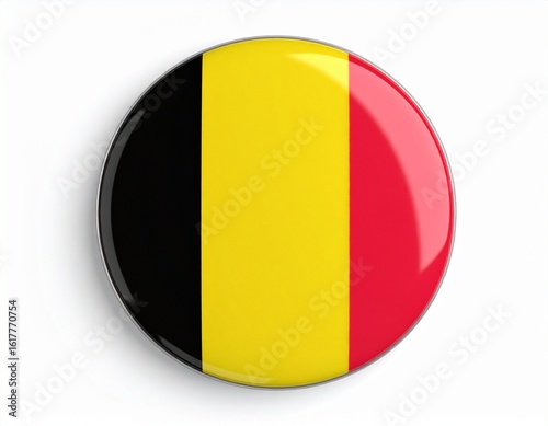 Belgium Flag Button on White Background