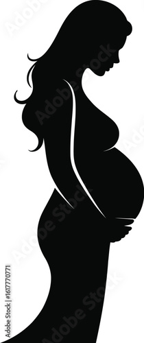 Pregnant woman silhouette black and white expectant mother