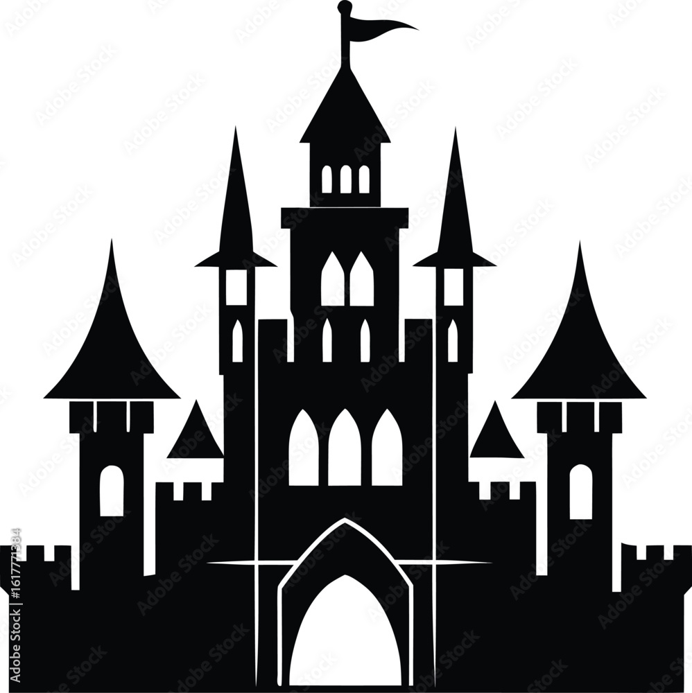 Obraz premium Castle Silhouette Solid Black