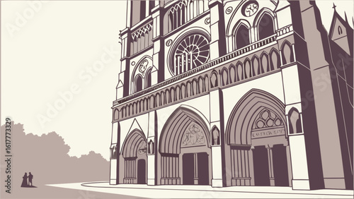 A low angle view of the notredame cathedral in paris, france, showcasing its gothic architecture and historical significance