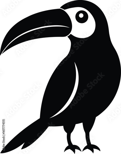 Solid Black Toucan Bird Silhouette